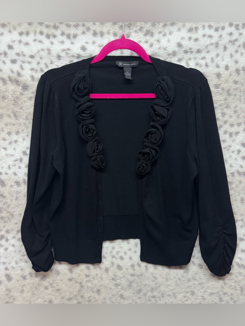 I-N-C INTERNATIONAL CONCEPTS FLORAL ACCENT CARDIGAN
